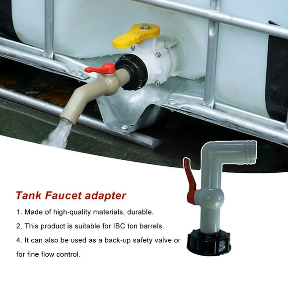 IBC Container Plastic Spout Drain Faucet Replacement on/off Water Tap Converter Barrel Control Connectors Fittings Accessories Replacing Parts 90° 32mm