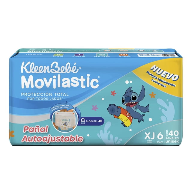 Pañal KleenBebé Movilastic Etapa 6 Unisex Extra Jumbo de 40 piezas por bolsa