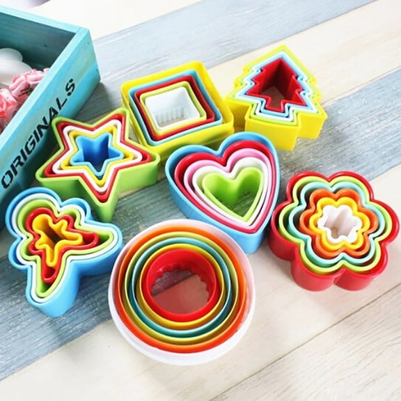 Joernso 5Pcs Tree/Heart/Star Fondant Cake Cookie Mold Cutter Biscuit Decorating Tools