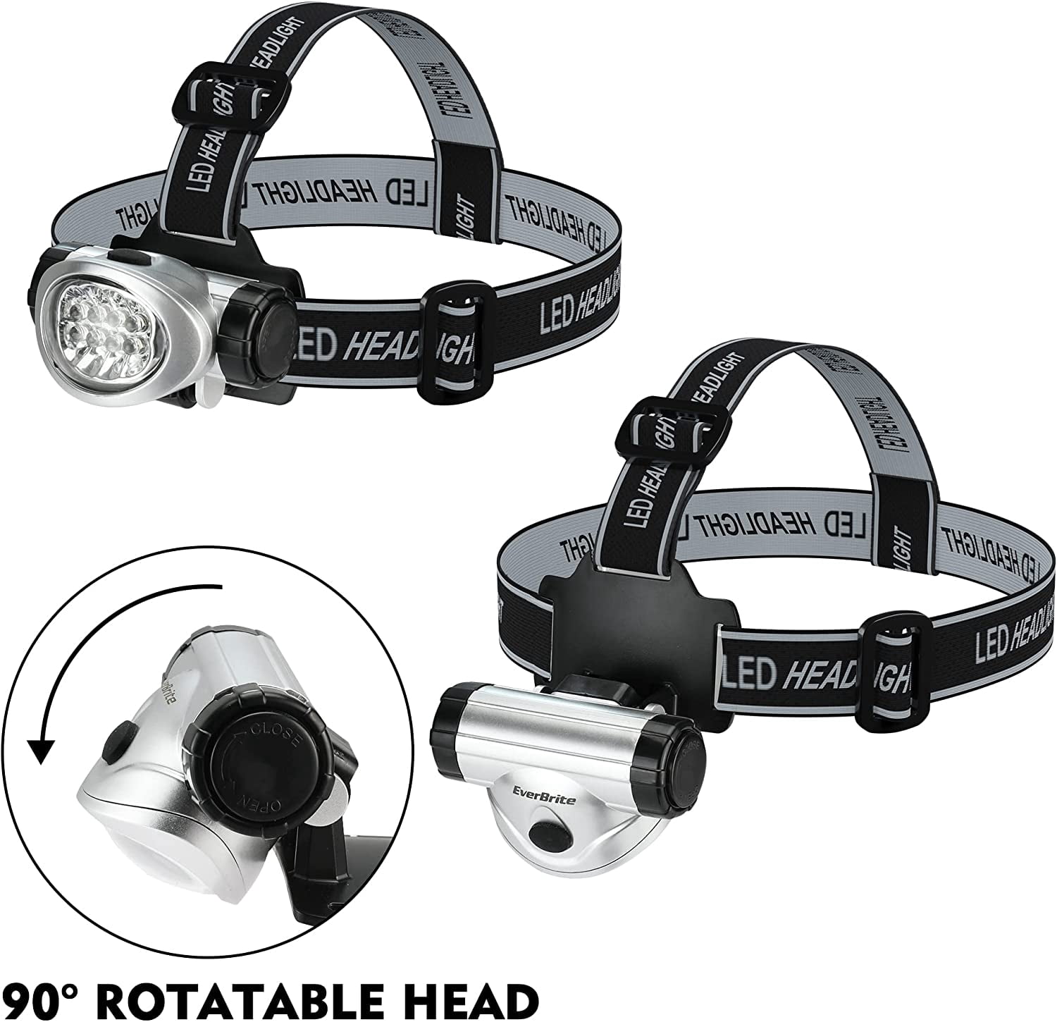5-Pack LED Headlamp, 4 Lighting Modes, Pivoting Head with Adjustable Headband, Perfect for Running, Camping and Hiking, Batteries Included