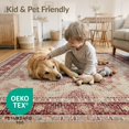 thumbnail image 4 of ODIKA 9'x12' Burgundy Geometric Patchwork Abstract Washable Area Rug Vintage Faded Mosaic Tile Distressed Block Symmetrical Layout for Great Room, Indoor Concept, Large Living Low Pile, Flatwoven, 4 of 7