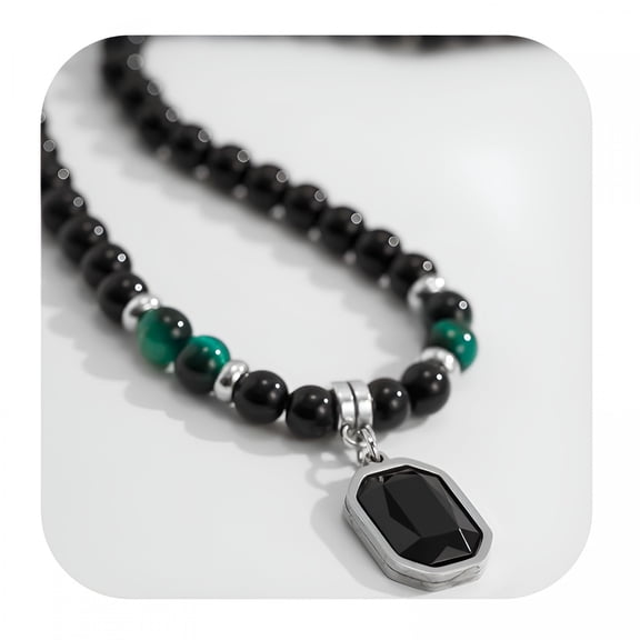 DESIGNICE Handmade Black Onyx Crystal Mens Necklace - Grounding Genuine Gemstone Beaded Mala | Willpower,Protection,Prosperity Choker - Jewelry Gift for Mens,Womens,| 6mm Beads