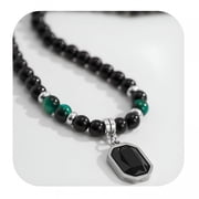DESIGNICE Handmade Black Onyx Crystal Mens Necklace - Grounding Genuine Gemstone Beaded Mala | Willpower,Protection,Prosperity Choker - Jewelry Gift for Mens,Womens,| 6mm Beads