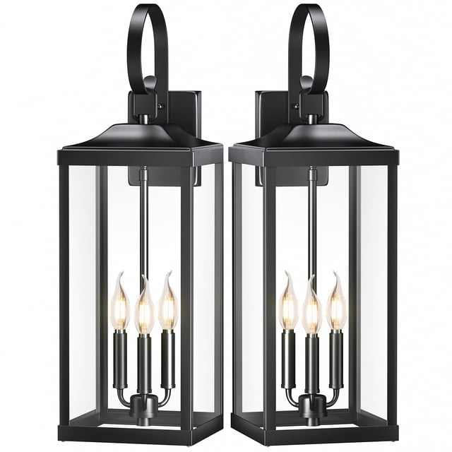Lámpara de pared Light Fixture Yolsunes, 61 cm, negra, impermeable, 3 luces