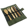 thumbnail image 4 of Vajilla de madera, palillo, cuchara, tenedor, cortador, juego de paja, vajilla de viaje, juego de bolsa de tela de almacenamiento 2 uds Monstrate JJ19583-03B×1+JJ19583-01B×1, 4 of 7