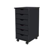 Adeptus Original Roll Cart, Solid Wood, 6 Drawer Roll Cart, Black