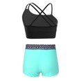thumbnail image 2 of Manyakai Kids Girls 2 Piece Athletic Swimsuit Bathing Suit Crop Tank Top with Shorts Tankini Swimwear Geometric Black 12, 2 of 5