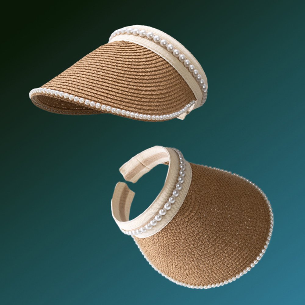 Chapeau De Paille Pliable Avec Bandeau Perles - Pare-soleil été, Voyage, Plage, Jardin | Pour Femme, Protection Solaire Décontractée - 7