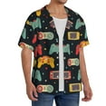 thumbnail image 4 of Xecao offers the Retro Video Game for Men's Casual Short-sleeved Shirt, a button-up collared shirt with a pocket, perfect for beach vacations and yacht travel in the Medium size., 4 of 7