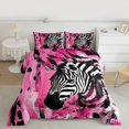 thumbnail image 2 of Homewish Cartoon Zebra Animal Bedding Comforter Set, Black Pink Stripes Twin Comforter Sets, Vintage Oil Printing Reversible Bedding Set, SBreathable Home Decor, 2 Pieces, 2 of 8