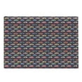 thumbnail image 1 of Happy Camper Cutting Board, Retro Travel Themed Continuous Pattern with Colorful Vans Graphic, Decorative Tempered Glass Cutting and Serving Board, in 3 Sizes, by Ambesonne, 1 of 2