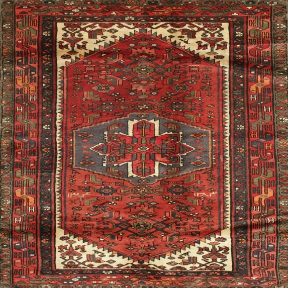 Ahgly Company Machine Washable Indoor Square Traditional Sienna Brown Area Rugs, 6' Square