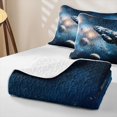 thumbnail image 4 of Manfei Celestial Cosmic Planets Twin Quilt Set,Dreamy Spaceships Twin Coverlet Set,Blue Gold,Black Reversible,2 Pieces,1 Bedspread and 1 Pillowcase, 4 of 7