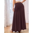 thumbnail image 3 of Women'S Casual Mid Long Skirts Stretchy Ultra-Soft Flowy Maxi Formal Skirts High Waist Lounge Skirts Wine Red L, 3 of 5