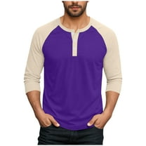 Wyobmus Mens Casual Wourkout T-Shirts Plus Size Color Blocked Henley Shirts Raglan 3/4 Sleeve Jersey Baseball T Shirts Burgundy