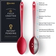 thumbnail image 2 of DI ORO Seamless Series 2-Piece Silicone Spoon Set - 600°F Heat-Resistant Rubber Non-Stick Slotted and Solid Spoons for Mixing and Serving - LFGB Certified and FDA Approved Pro-Grade Silicone – Red, 2 of 8