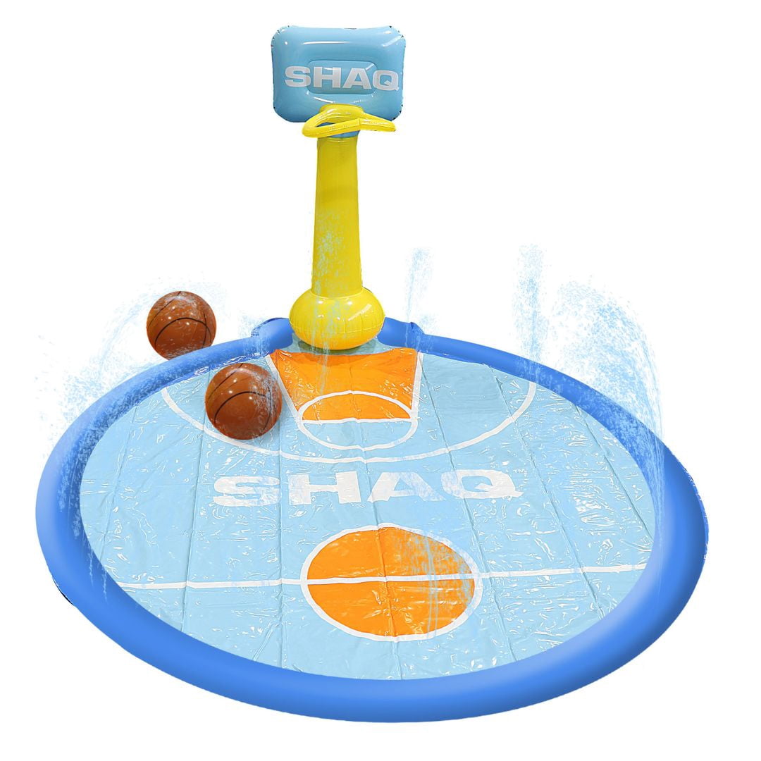 SHAQ Basketball Sprinkler Fun Mat for Kids Outdoor Water Play Pool Splash Game Perfect for Summer Cooling Fun Interactive Water Sports Durable Easy Setup Safe for Children Ages 3 and Up