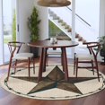 thumbnail image 4 of Round Area Rug 6 Ft, Texas Star Rustic Washable Non-Slip Circle Carpet for Living Room/Bedroom, Vintage Farmhouse Striped Brown Low-Profile Indoor Mats Collection Rugs for Residential, 4 of 7