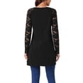 thumbnail image 3 of INSPIRE CHIC Women's Lace Long Sleeve Crewneck High Low Asymmetrical Hem Blouse M Black, 3 of 5