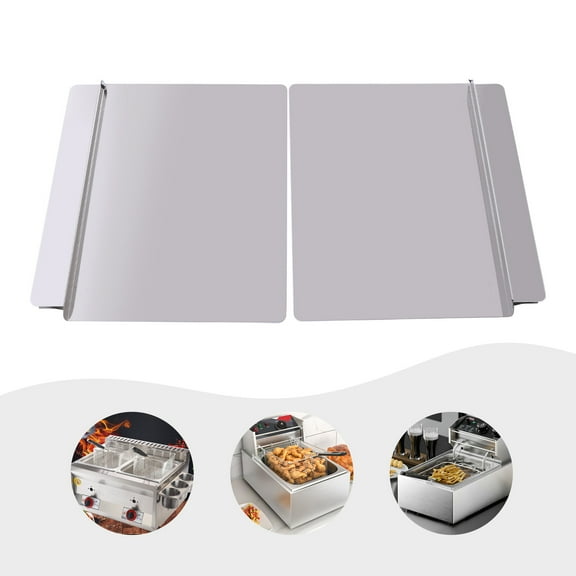 2Pcs 20-1/2" W X 18" H Commercial Deep Fryer Splash Guard Industrial Splash Guards Stainless Steel Insulated-Well