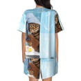 thumbnail image 3 of Rocae Funny Cat Taking a Bath for Two Piece Sleepwear Pajamas Sets for Women Soft Short-Sleeved Pjs with Lounge Shorts X-Large, 3 of 9