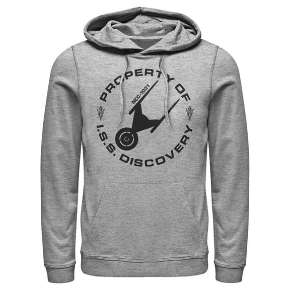 Men's Star Trek: Discovery Property of ISS Discovery Pull Over Hoodie Athletic Heather Large