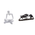 thumbnail image 1 of Estatua creativa abstracta de , pensador de ganado, estatuilla, escultura artesanal, obra de arte moderna, escultura animal china para decoración, 1 of 8