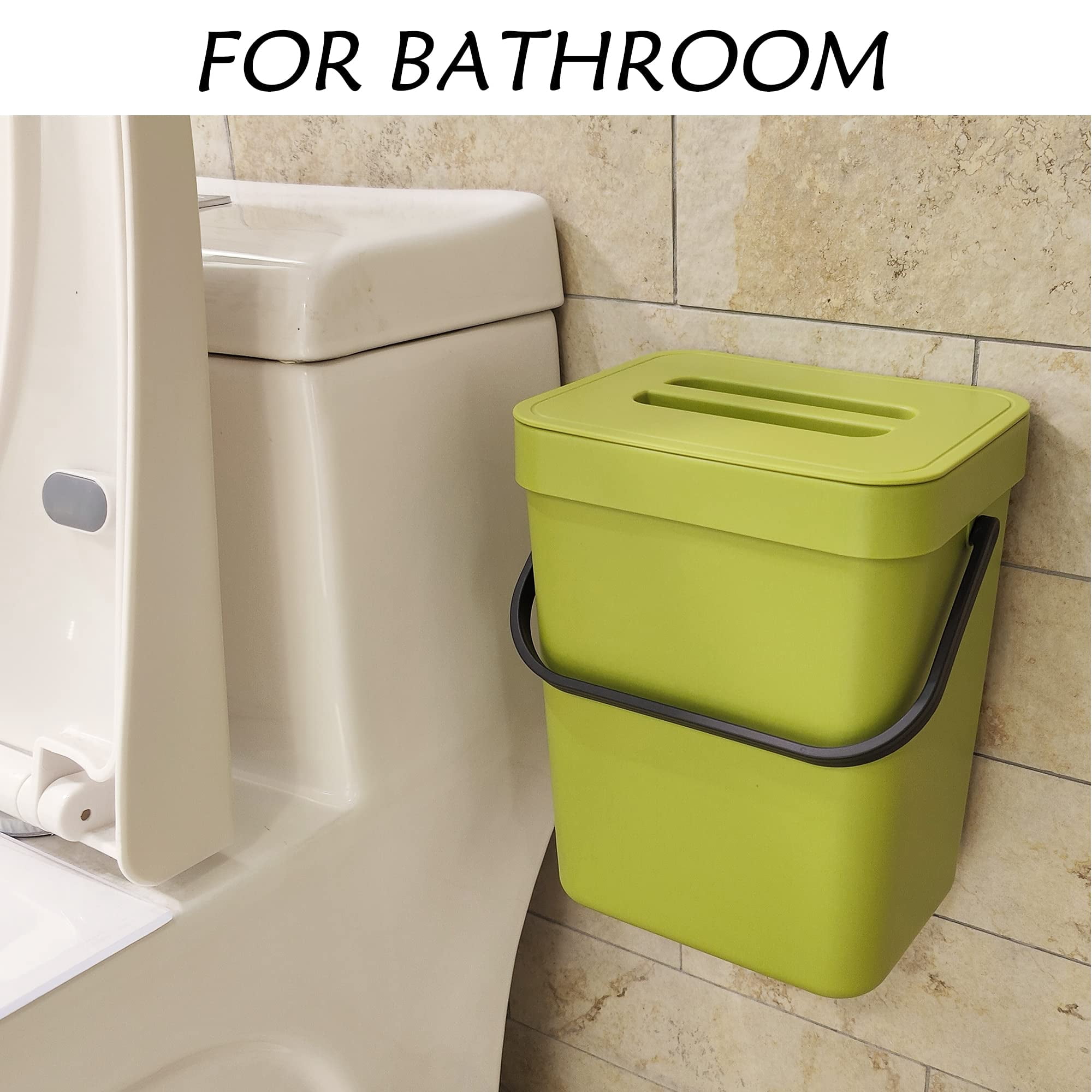 Stonespace Under Sink Trash Can,Kitchen Compost Bin, Diaper Pail, 3.2 Gallon/12L Hanging Garbage Can for Baby Crib/Bathroom/Cupboard, Plastic Food Waste Bin,1 Pack Black