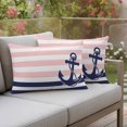 thumbnail image 4 of Pack of 2 Outdoor Pillow Covers 20x12 Inch Waterproof Anchor Pink Throw Pillow Covers,Decorative Couch Pillow Case Sham Modern Navy Blue White Striped Nautical Patio Garden Pillowcases Cushion Covers, 4 of 8