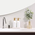 thumbnail image 3 of Dispensador de jabón Prus Waso dorado, juego de baño, dispensador de jabón de manos de vidrio y dispensador de loción con bomba de acero inoxidable dorada, perfecto para una decoración de baño moderna, 3 of 7