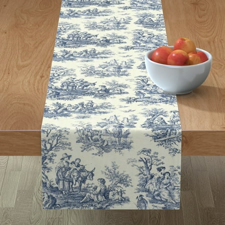 

Cotton Sateen Table Runner 90 - Victorian Style Toile De Jouy Winter Season Outdoor Nature Vintage Print Custom Table Linens by Spoonflower