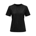 thumbnail image 5 of Women's Casual Crew Neck Short Sleeve Solid Color Denim Pullover Top Soft Lightweight Comfy Versatile Daily Wear Summer Outfits | CSEONE,Black L, 5 of 9