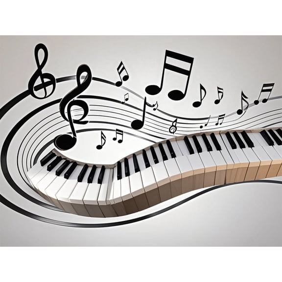 Music Notes Piano Keyboard Diamond Art 5D Diamond Painting DIY Kits Full Round Drill Beads by Number Stitch Embroidery Arts and Crafts for Living Room Home Wall Decor 12x16 inch / 30x40cm