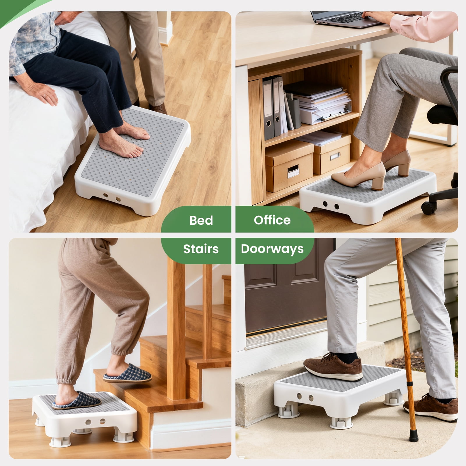 SOYO Heavy Duty Mobility One Step Stool, Indoor/Outdoor Non-Slip Step Platform Assistive Devices for Adults and Elderly, Portable Standing Supports for Cars, Bed, Door, Stair or Bathroom, White-Gray