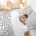 thumbnail image 5 of Homewish Minimalist Lines 7-Piece Twin Bedding,Modern Abstract Art Bedding Comforter Set,Black White,Reversible, 5 of 8