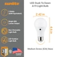 thumbnail image 7 of Sunlite LED Dusk to Dawn A19 Light Bulb, 9 Watts, 800 Lumens, Medium E26 Base, Non Dimmable, 5000K Daylight, 3 Pack, 7 of 7