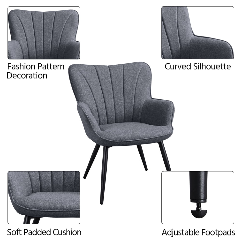 Alden Design Upholstered Fabric Wingback Armchair for Living Room, Gray