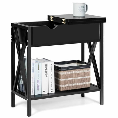 Flip Top Console Table Side Sofa Shelf and Hidden Hinged Storage End Table