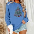thumbnail image 2 of lulshou Women's Christmas Print Sweatshirt - Holiday Cozy Pullover, Cute Xmas Graphic Long Sleeve Crewneck Shirt, Blue, S, 2 of 6
