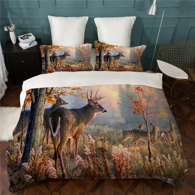 Milsleep 3D Deer Printed Luxury Duvet Cover Set Home Textiles Comforter Cover Sets,California