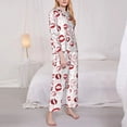 thumbnail image 3 of Fotbe Red Lips Conjunto de Pijama de Manga Larga para Mujer con Estampado, Ropa de Dormir de 2 Piezas, Conjunto de Casa Suave y Cómodo con Bolsillos-Medium, 3 of 7