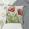 thumbnail image 2 of Nawypu  Poppies Pillow Cover Watercolor Poppy Flower Floral Stem Nature Orange Red Green Decorations Cushion Case for Sofa Couch, 2 of 5