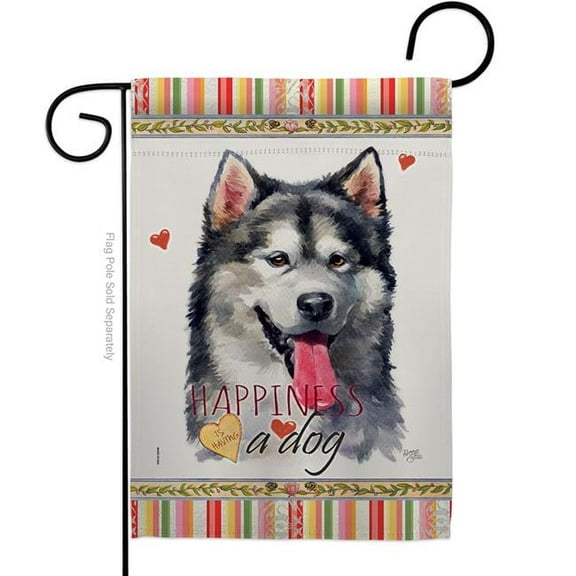 13 x 18.5 in. Dog Alaskan Malamute Happiness Double-Sided Decorative Vertical Garden Flag
