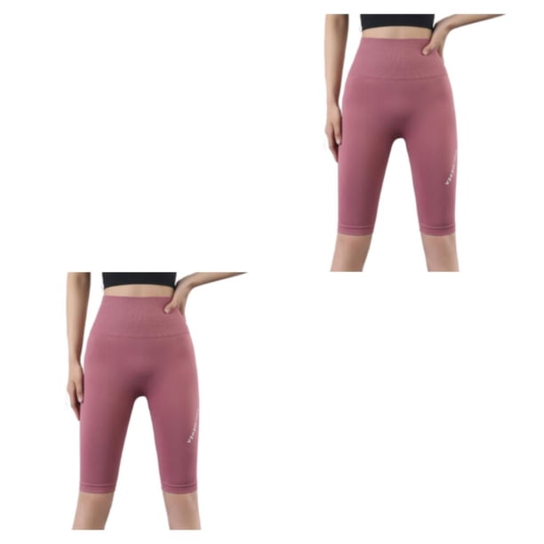 Qarigey Pantalones de Yoga de nailon para mujer, Color sólido, cintura alta, transpirables, para levantamiento de cuerpo, deportes, Rojo S 2piezas
