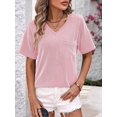 thumbnail image 5 of Womens Summer V Neck Tops Oversized T Shirts Short Sleeve Blouses for Women Dressy Casual Work Outfits Pink S, 5 of 8