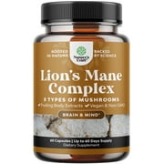 Natures Craft Lion’s Mane Complex Nootropic Brain Support Supplement with Shiitake and Reishi, 60 Ct