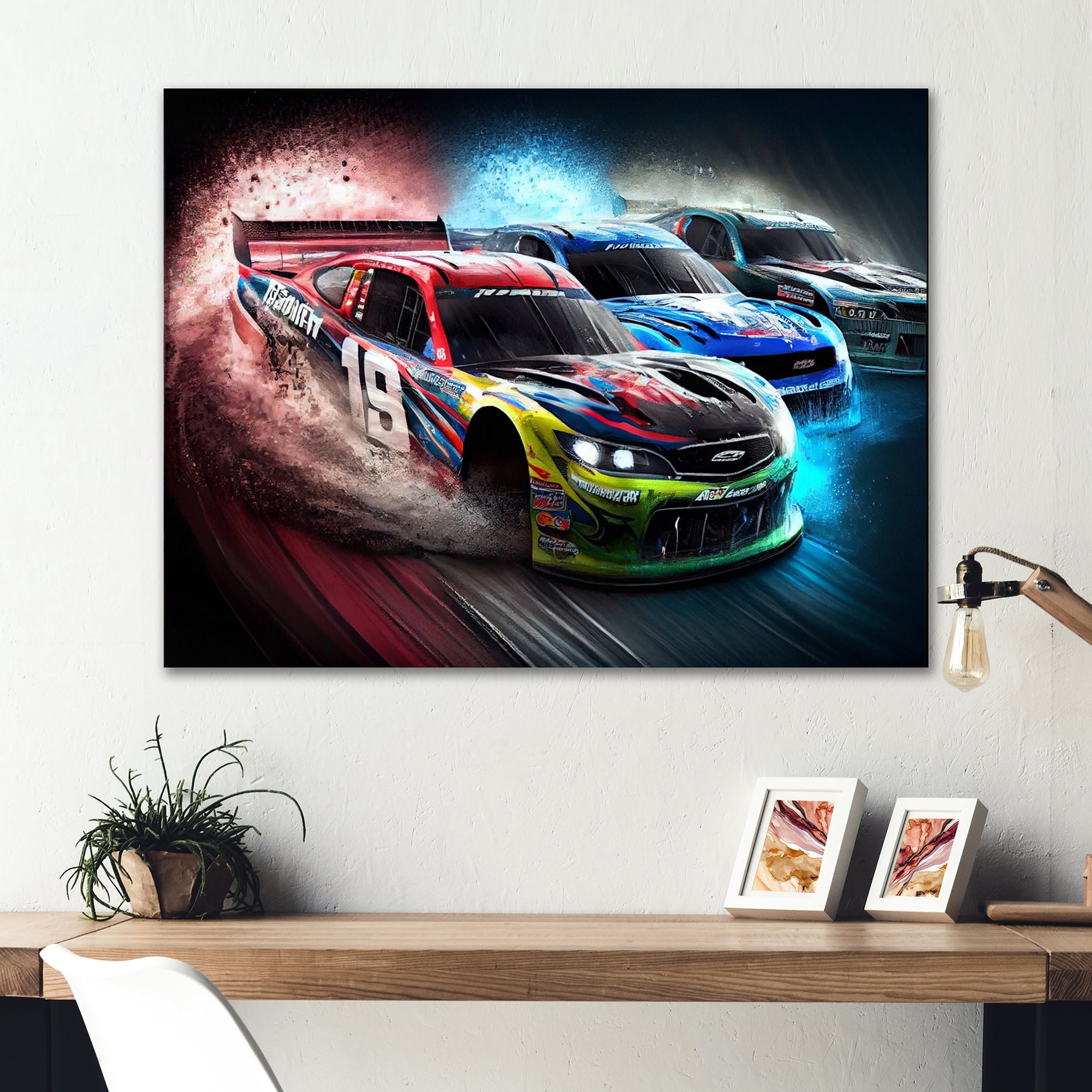 Designart American Stock Car Racing V Canvas Wall Art