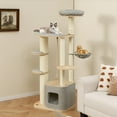 thumbnail image 4 of Gymax 63'' Tall Modern Cat Tree w/ Perch Condo Hammock 5.6'' Scratching Posts, 4 of 10