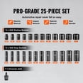 thumbnail image 3 of Juego de vasos de impacto VEVOR 25 piezas 3/8 in con 6 puntas kit de herramientas con trinquete, 3 of 9