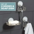 thumbnail image 2 of Zenna Home Rustproof Soap Dish and 2 Storage Hooks Set, Adhesive or Suction Mount, Stainless Steel, 2 of 6